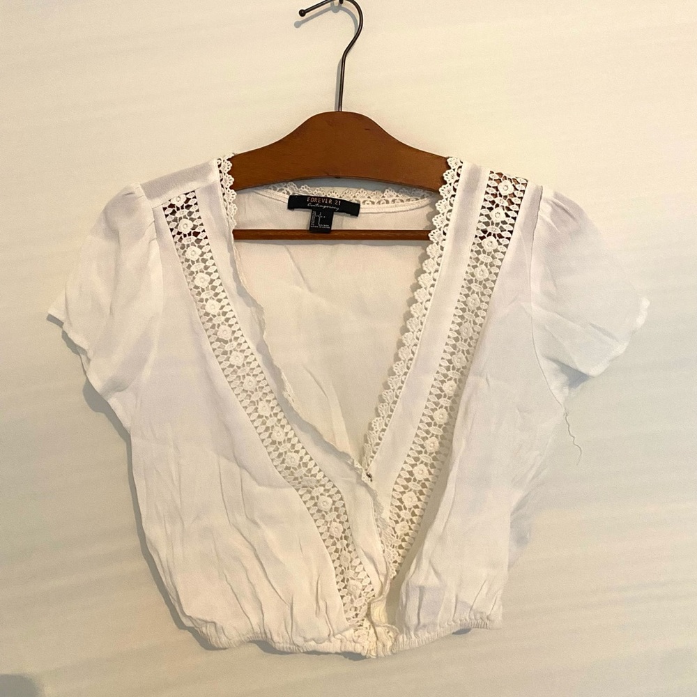 White see-through crop top